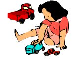 Girl playing with a car